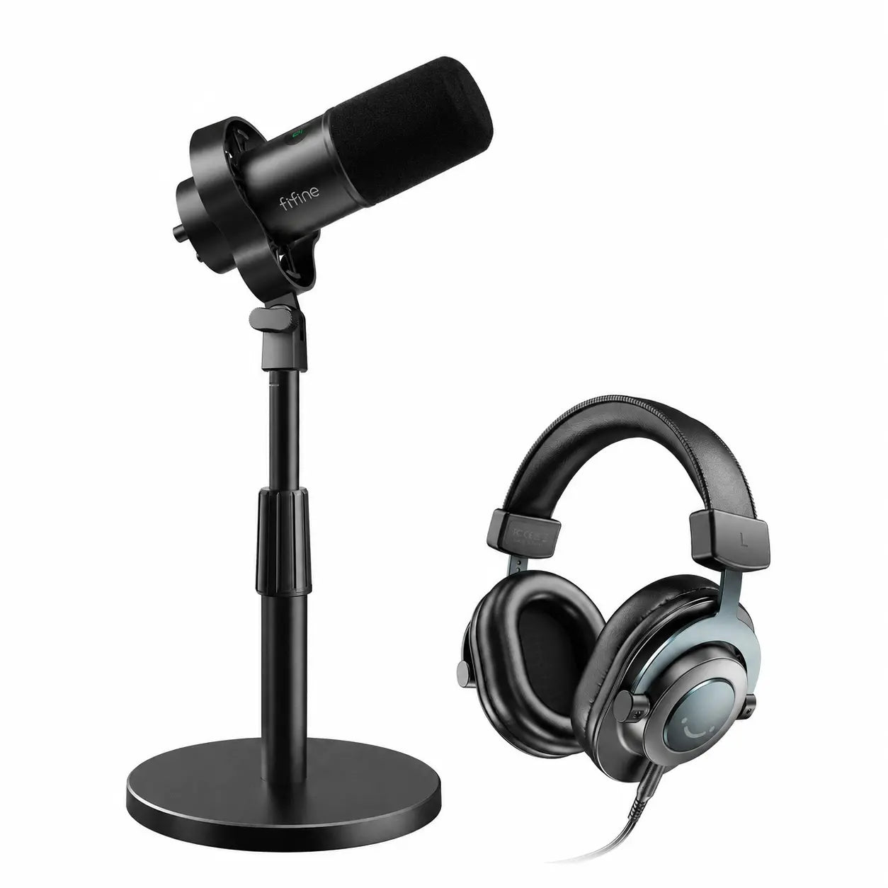 FIFINE Studio Dynamic Microphone with Adjustable Desktop Mic Stand Kit, XLR/USB Microphone with Tap-To-Mute, Volume Controls, Metal Build, Table Mic Stand for Recording, Podcast, Streaming, Fifine K688