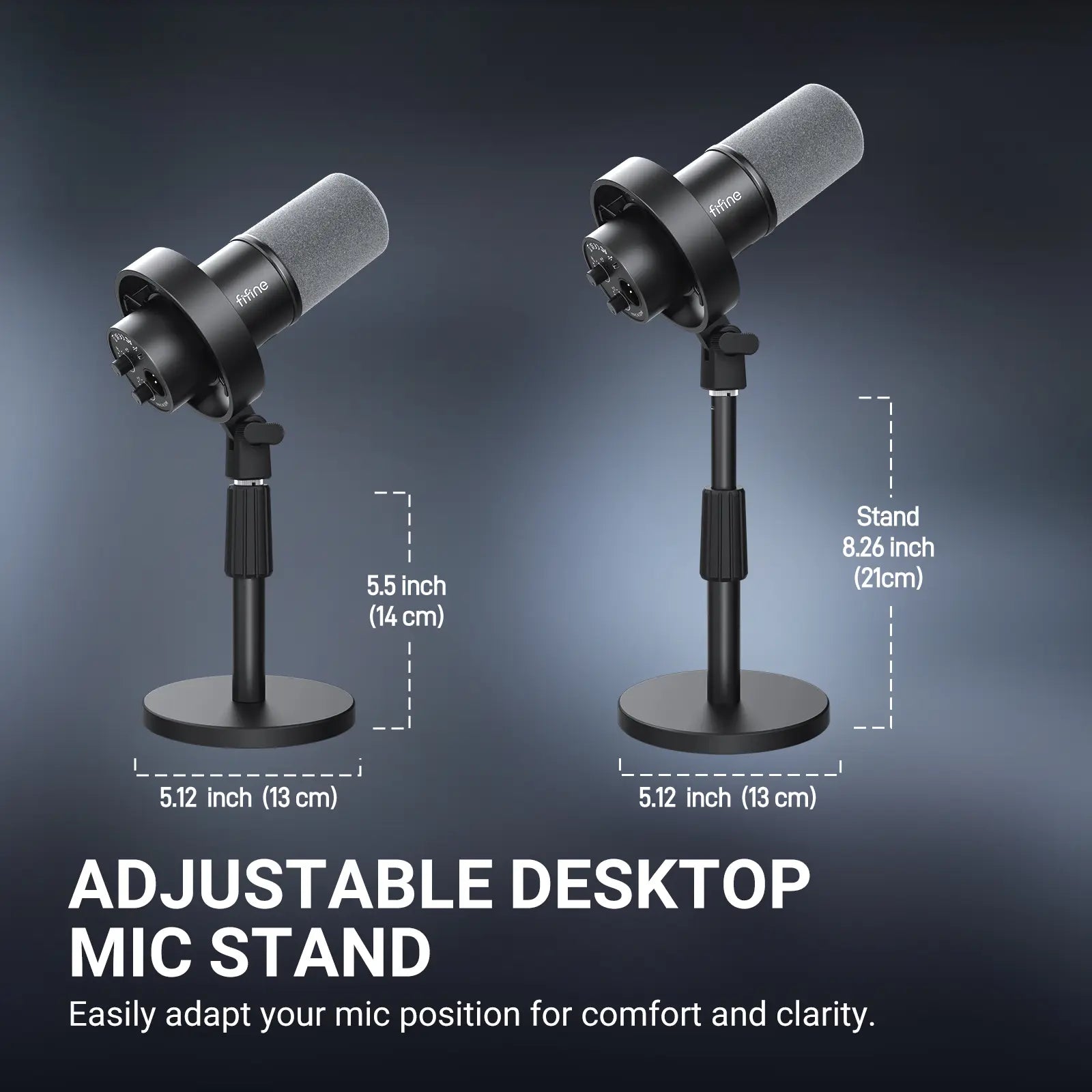 FIFINE Studio Dynamic Microphone with Adjustable Desktop Mic Stand Kit, XLR/USB Microphone with Tap-To-Mute, Volume Controls, Metal Build, Table Mic Stand for Recording, Podcast, Streaming, Fifine K688