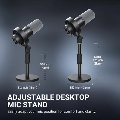 FIFINE Studio Dynamic Microphone with Adjustable Desktop Mic Stand Kit, XLR/USB Microphone with Tap-To-Mute, Volume Controls, Metal Build, Table Mic Stand for Recording, Podcast, Streaming, Fifine K688