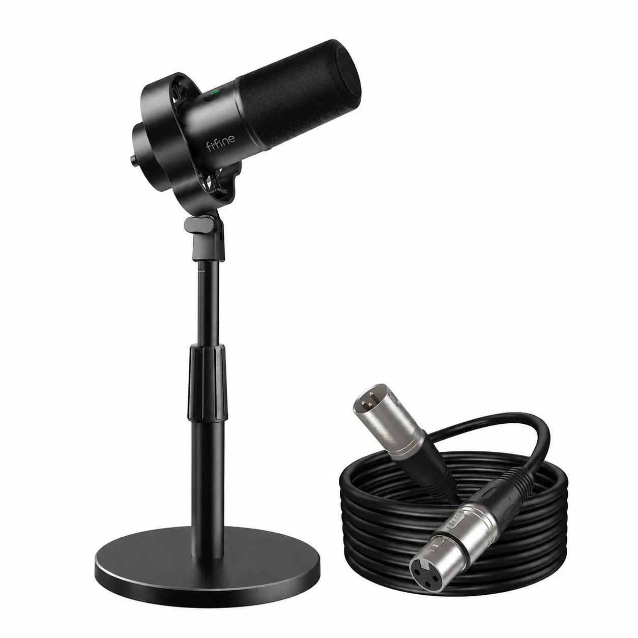 FIFINE Studio Dynamic Microphone with Adjustable Desktop Mic Stand Kit, XLR/USB Microphone with Tap-To-Mute, Volume Controls, Metal Build, Table Mic Stand for Recording, Podcast, Streaming, Fifine K688