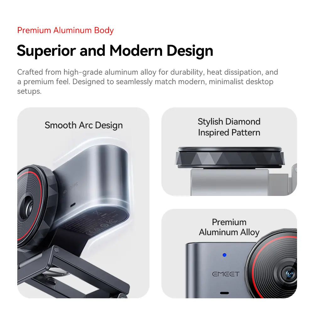 EMEET C960 Ultra 4K Webcam — 1/1.5" Large Sensor, Metal Body, 0.2s Autofocus, Dual Mics, Privacy Cover, USB-C | For Mac, PC, Meetings, Streaming & Content Creation