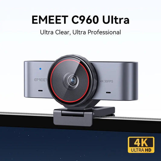 EMEET C960 Ultra 4K Webcam — 1/1.5" Large Sensor, Metal Body, 0.2s Autofocus, Dual Mics, Privacy Cover, USB-C | For Mac, PC, Meetings, Streaming & Content Creation