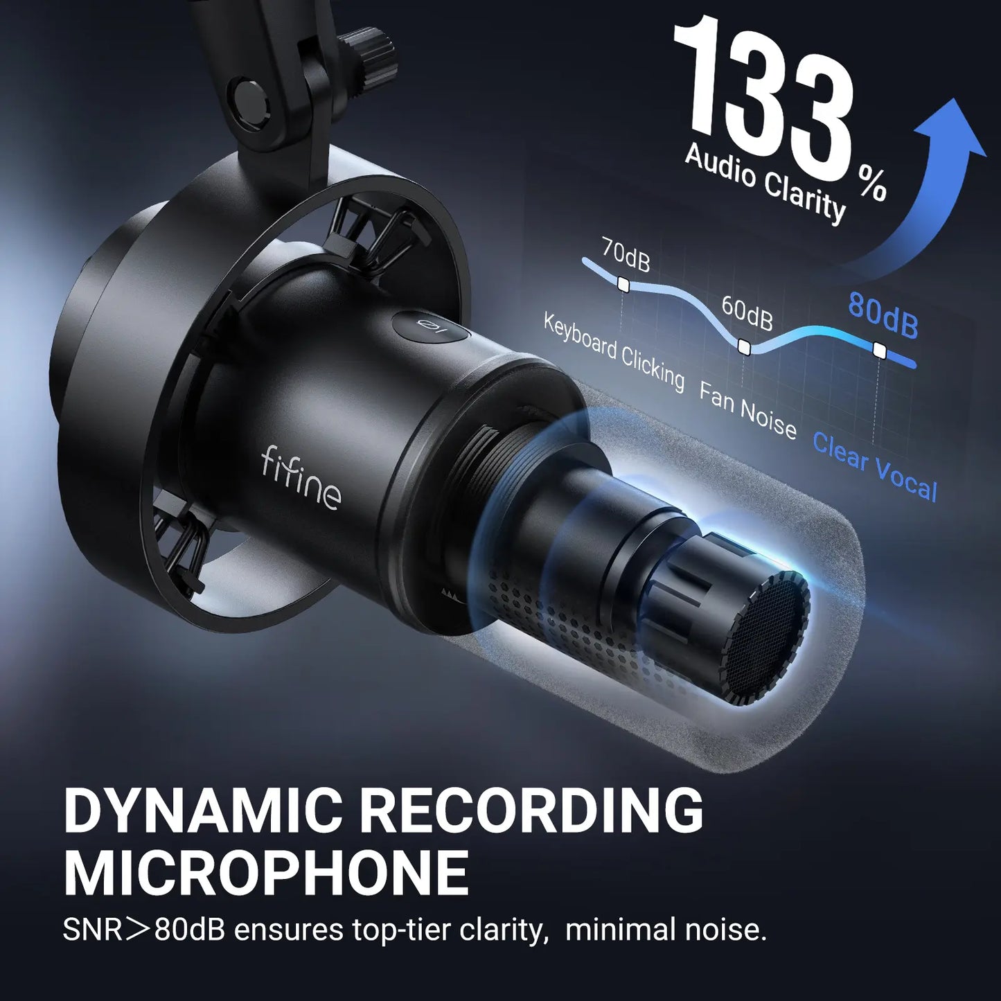 FIFINE Studio Dynamic Microphone with Adjustable Desktop Mic Stand Kit, XLR/USB Microphone with Tap-To-Mute, Volume Controls, Metal Build, Table Mic Stand for Recording, Podcast, Streaming, Fifine K688