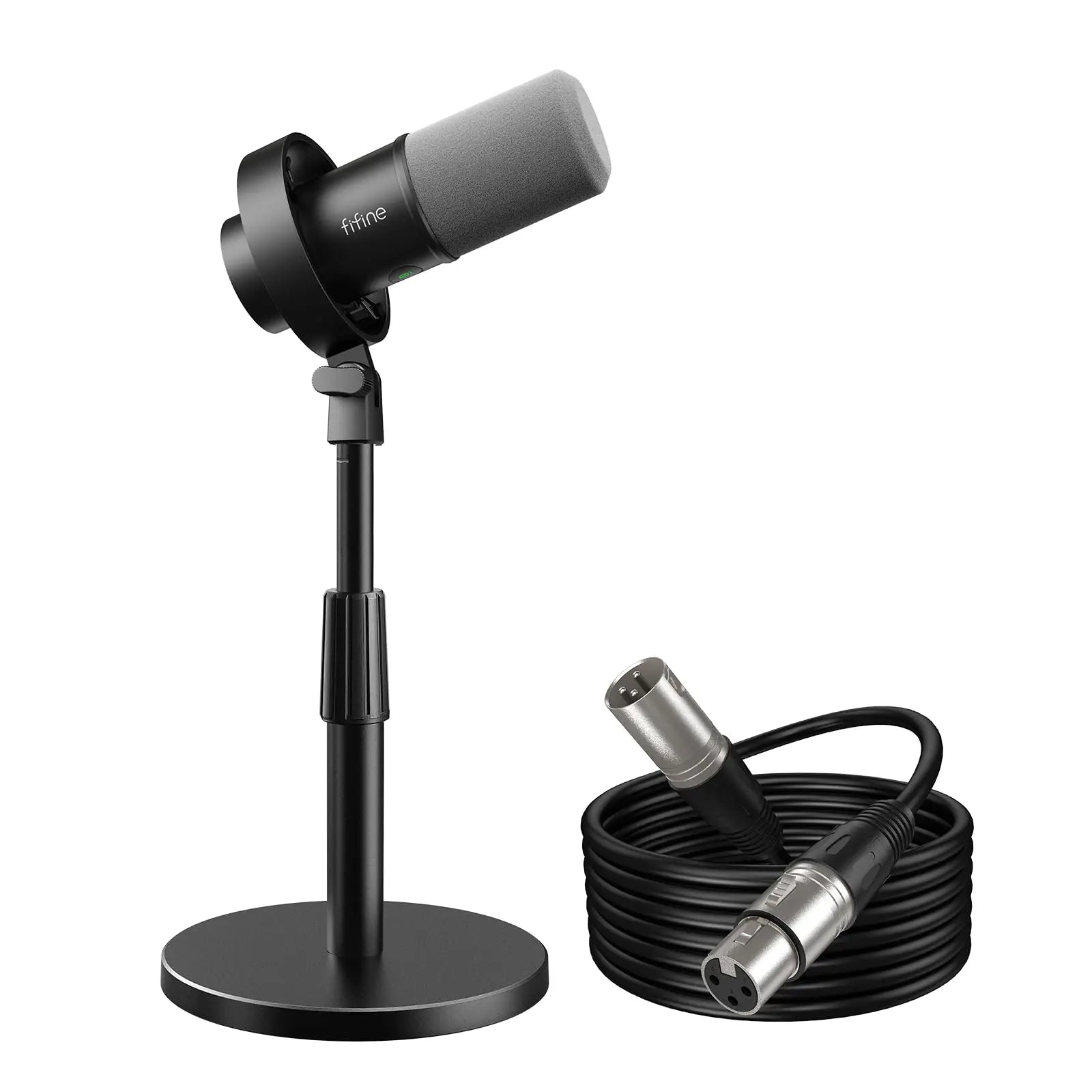 FIFINE Studio Dynamic Microphone with Adjustable Desktop Mic Stand Kit, XLR/USB Microphone with Tap-To-Mute, Volume Controls, Metal Build, Table Mic Stand for Recording, Podcast, Streaming, Fifine K688
