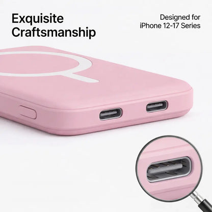 Ultra-Thin Lightweight Portable Charger/ 5000Mah Magnetic Wireless Power Bank/ 20W PD Fast Charging/ Lighting Input Wireless Portable Charger for Iphone 12-17 All Series