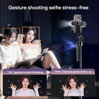 Nexpod 70.9" Auto Face Tracking Tripod with Gesture Control & 2 Fill Lights for Content Creators, 360° Rotatable Smart Selfie Stick Stand for Tiktok Live, Vlogging & Content Creators (Iphone/Android), Phone Tripod for Android Camera/Gopro