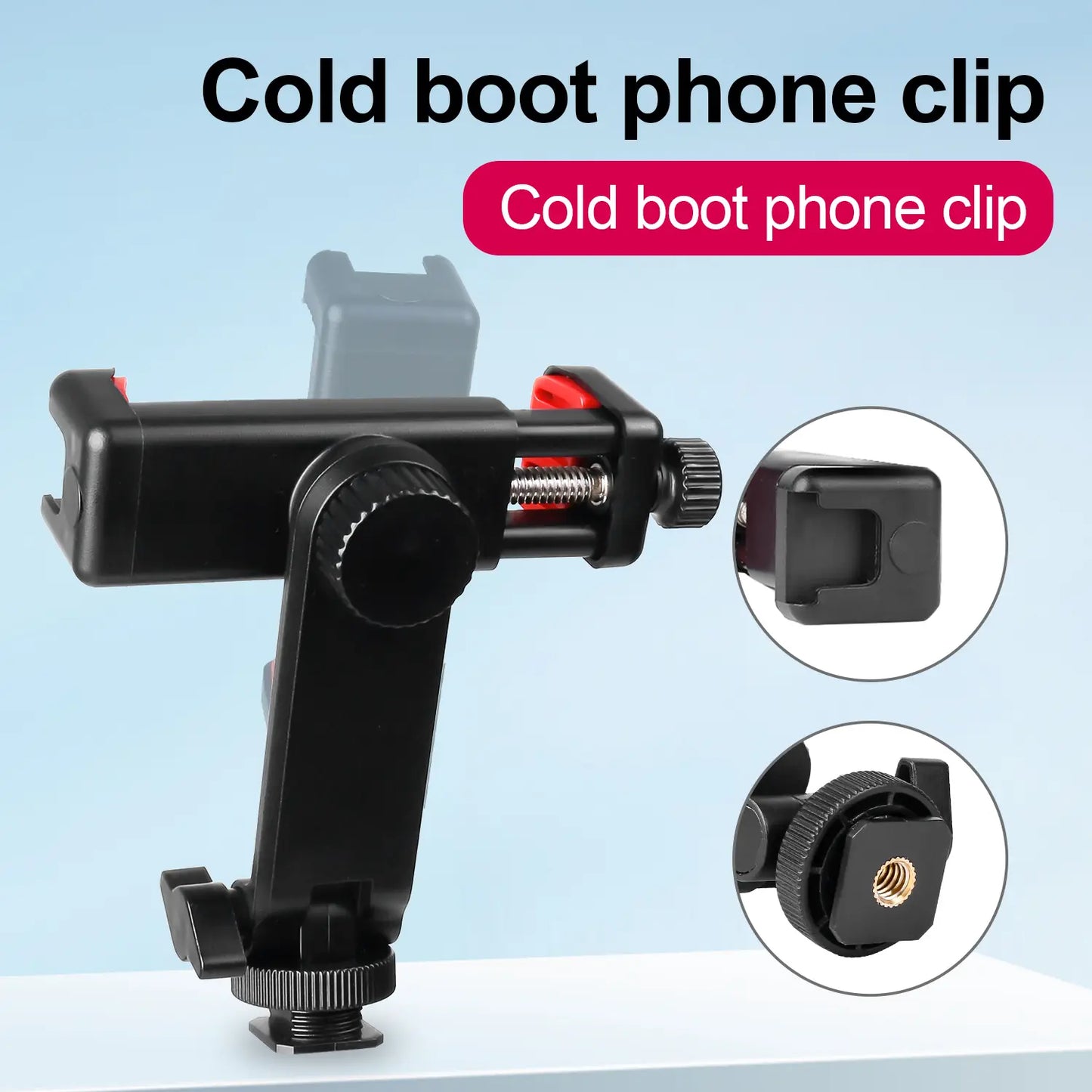 Camera Hot Shoe Phone Holder Universal Phone Tripod Mount with Cold Shoe Mount, Rotates and Adjustable Clamp Holder Smartphone Clip Adapter for Iphone 11 Pro Max X XR Xs Max 8 7 plus Samsung Galaxy S10 S9 Note10 Google, Halloweentiktok