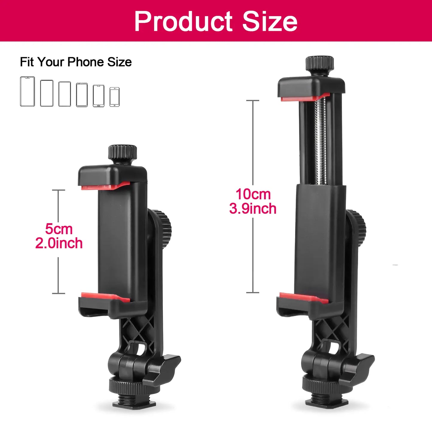 Camera Hot Shoe Phone Holder Universal Phone Tripod Mount with Cold Shoe Mount, Rotates and Adjustable Clamp Holder Smartphone Clip Adapter for Iphone 11 Pro Max X XR Xs Max 8 7 plus Samsung Galaxy S10 S9 Note10 Google, Halloweentiktok