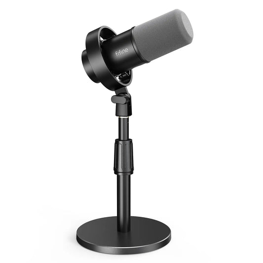 FIFINE Studio Dynamic Microphone with Adjustable Desktop Mic Stand Kit, XLR/USB Microphone with Tap-To-Mute, Volume Controls, Metal Build, Table Mic Stand for Recording, Podcast, Streaming, Fifine K688